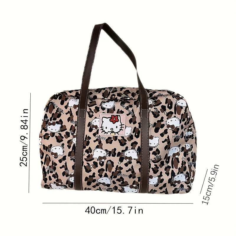 1 Sanrio for hello kitty Duffel Bag - Spacious Zipper Shoulder Tote with Vibrant Cat & Star Patterns, Durable Oxford Cloth, Perfect for Shopping & Daily Use | Ideal for Women, Everyday Tote Bag|Playful Accessory|Zippered Clos